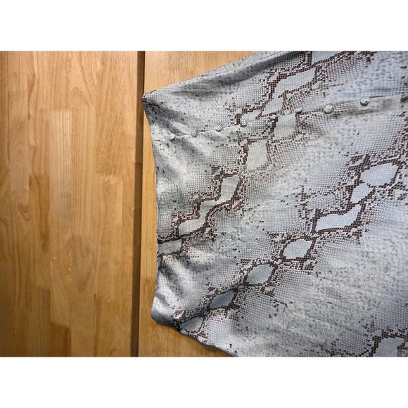 TCEC Snake Print Satin Hi-Lo Bias Cut Skirt Y2k 2000's Large Side Zip Button - Picture 6 of 12